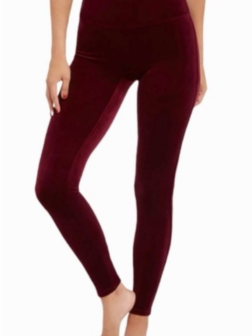 Spanx High-Rise Velvet Leggings in Deep Burgundy. Size 2X